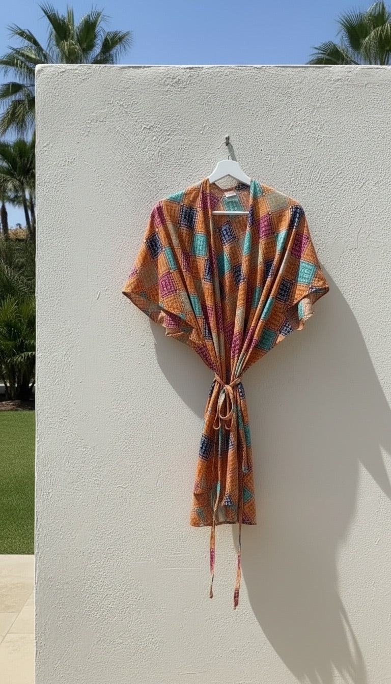 Golden Orange Mosaic kimono