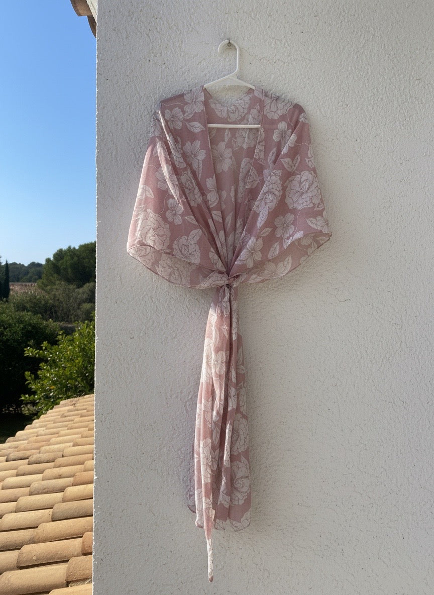 Minky Pink Floral Beach Kimono