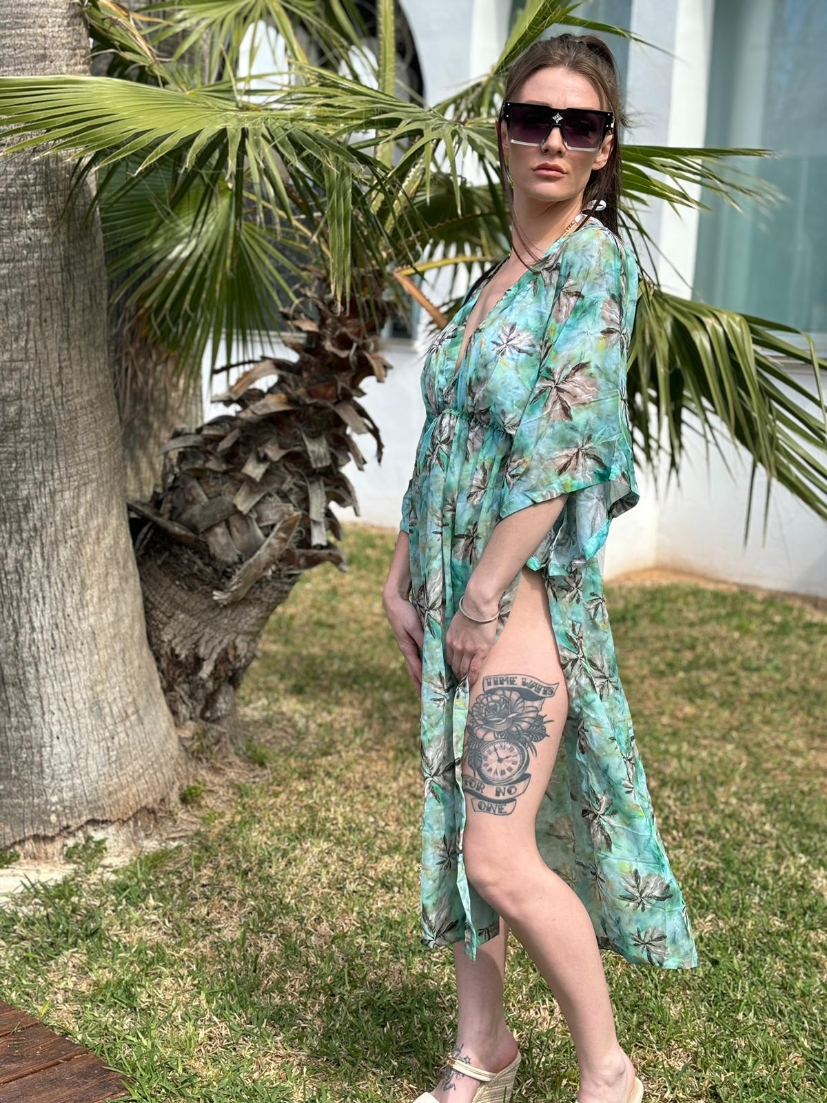 Beach kaftan maxi slit dress