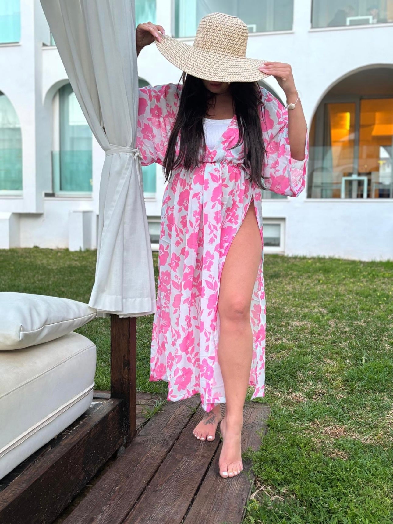 Beach kaftan maxi slit dress