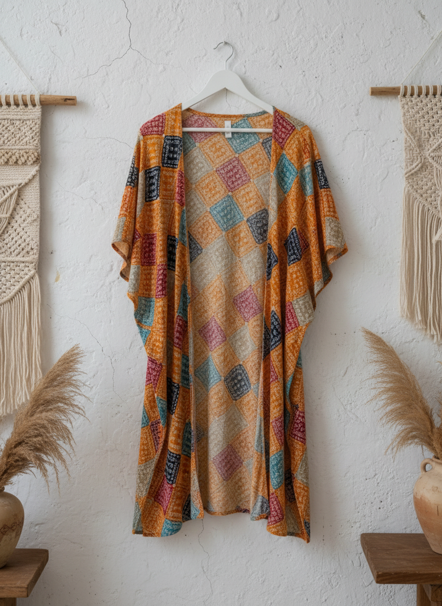 Golden Orange Mosaic kimono