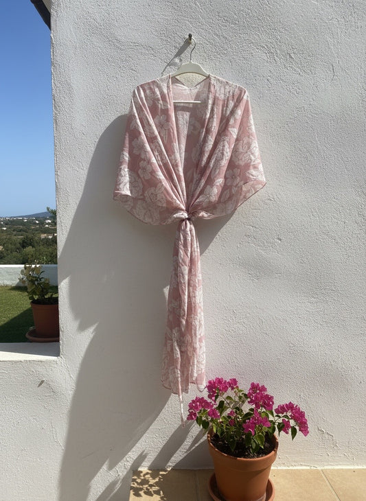 Minky Pink Floral Beach Kimono