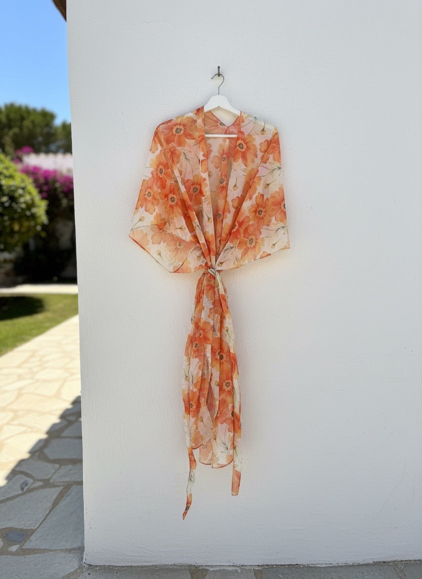 Orange Floral Kimono